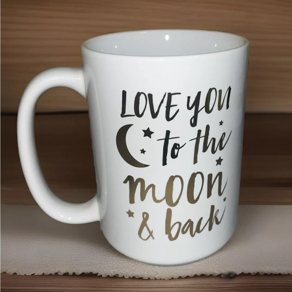 NEW✨Shutterfly Love You To The Moon & Back Coffee Mug 4 3/4" Tall White Gold Cup